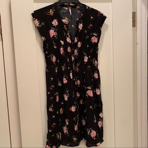 Free People Smocked Floral Cap Sleeve Mini Dress